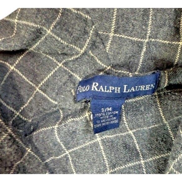 Polo Ralph Lauren Men’s Cotton Robe Size Small/Medium Plaid Windowpane Pony Logo - Picture 3 of 5